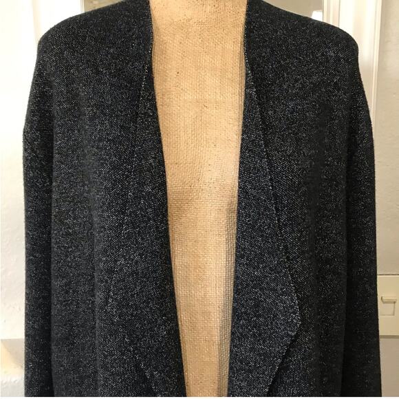 Saks Fifth Avenue Long Line Open Front Knit Cardigan Jacket Coat Wide Sleeve EUC - Picture 2 of 13